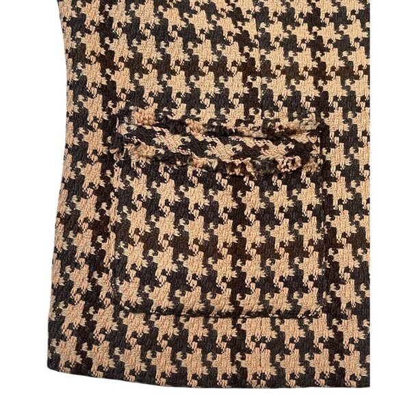 Cabi Women’s Houndstooth Knit-Sleeve Full Zip Jacket Size 12 Lined Black Tan - Picture 8 of 10
